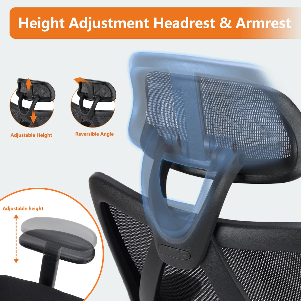 Ergonomic Office Chair with Adjustable Headrest and Lumbar Support H47230