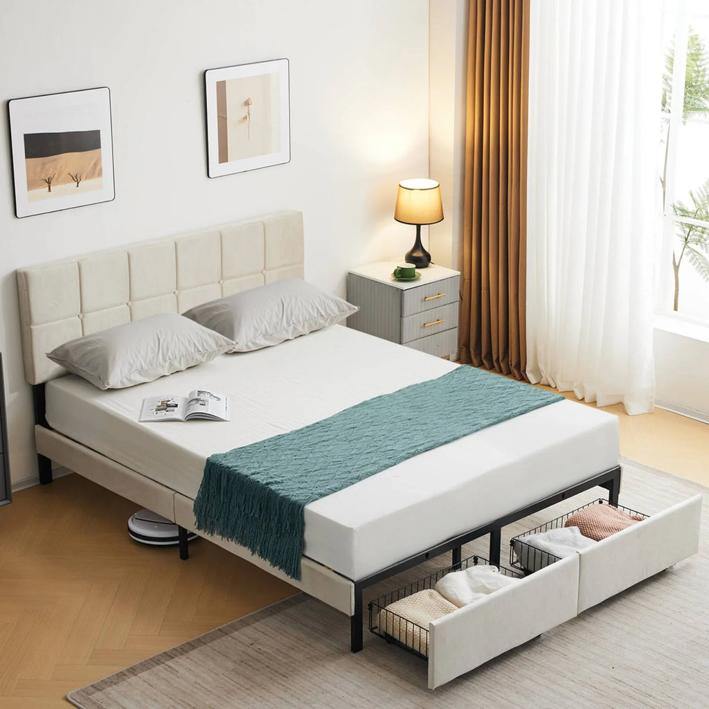 Full Size Platform Bed Frame with 2 Drawers G946