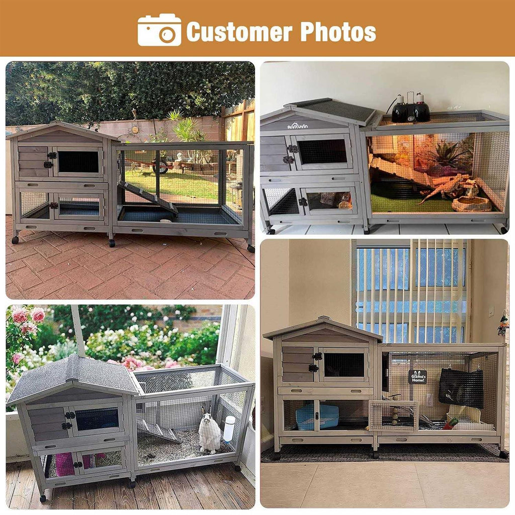 Bunny Cage Indoor and Outdoor Rabbit Hutch with Casters Q556777