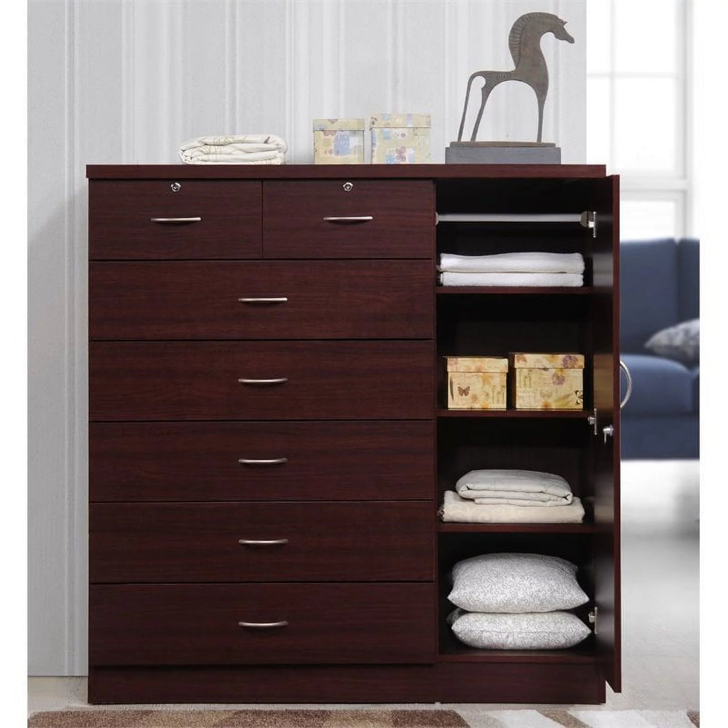 2 Piece Bedroom Set with Captain Bed and Chest in Mahogany Wood P66305