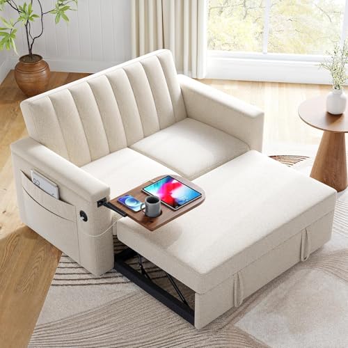 3-in-1 Convertible Sleeper Sofa with USB Charging and Side Pockets S24463