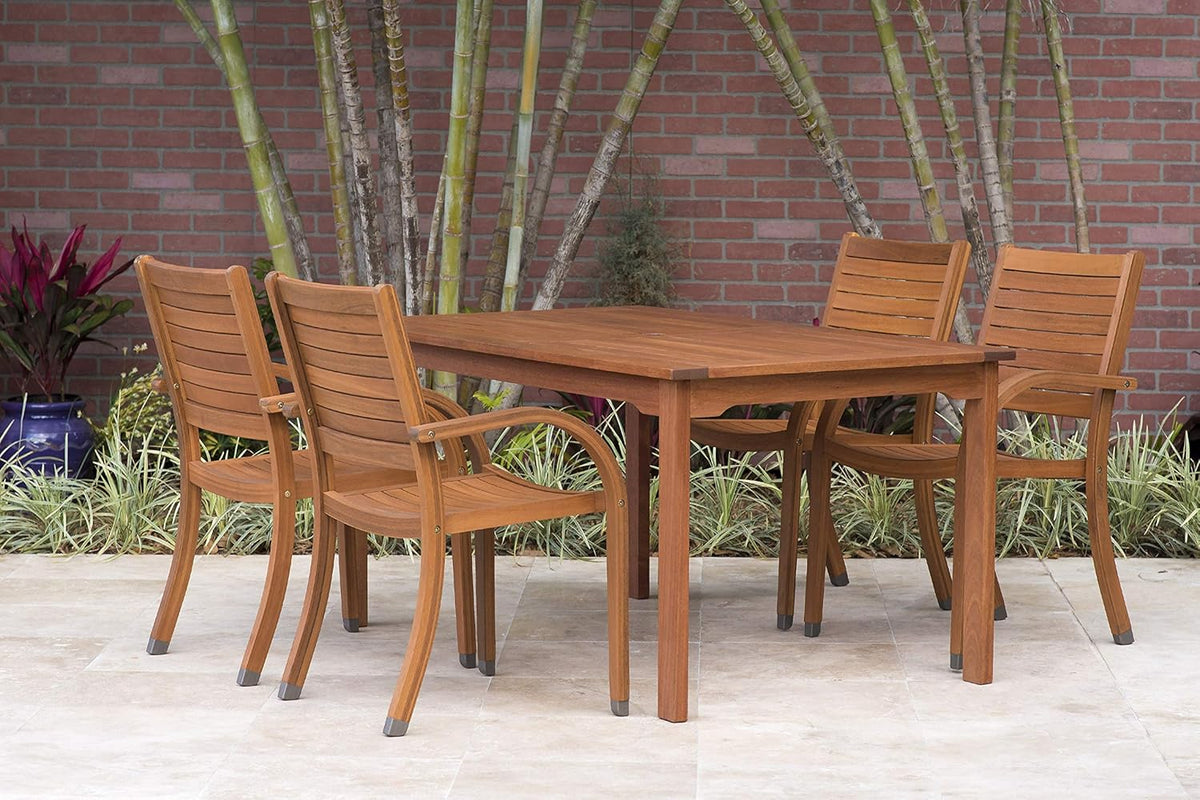 5 Piece Round Eucalyptus Patio Dining Set U9112
