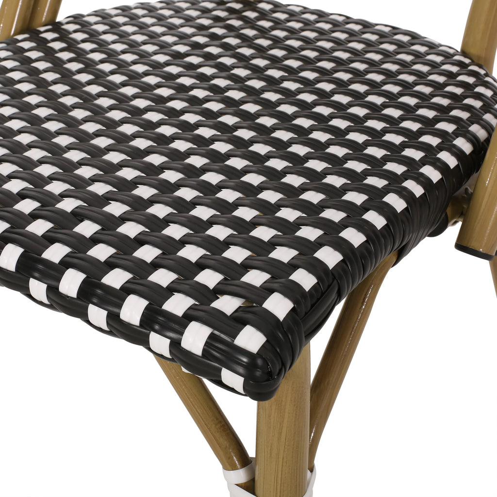 Set of 4 Black White Bamboo Finish Outdoor Chairs L555580