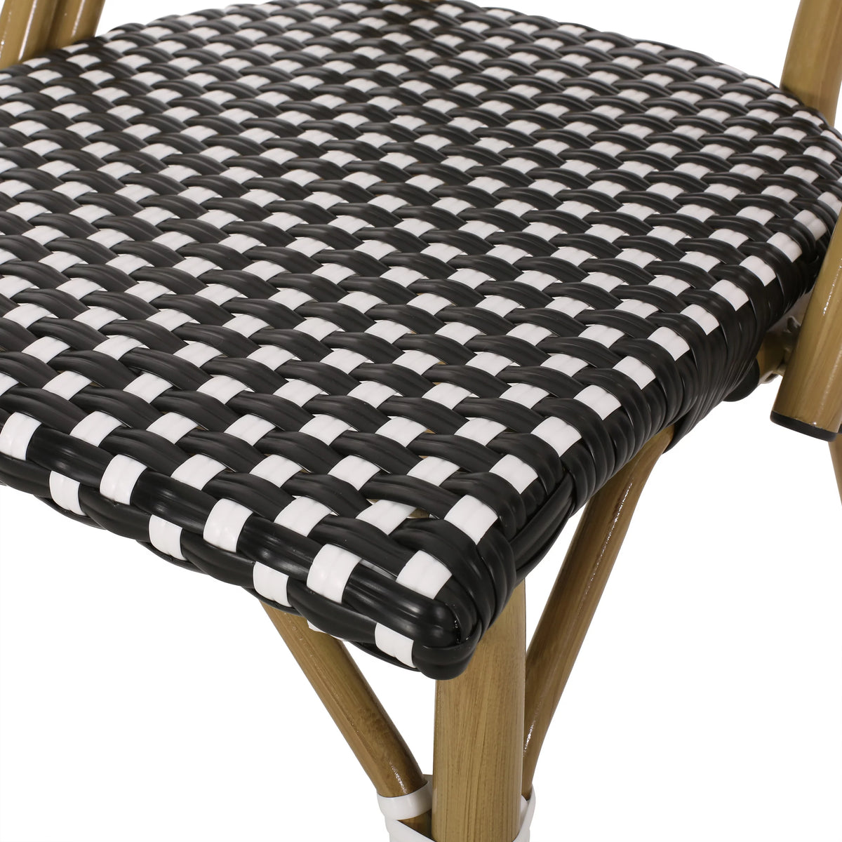Set of 4 Black White Bamboo Finish Outdoor Chairs L555580