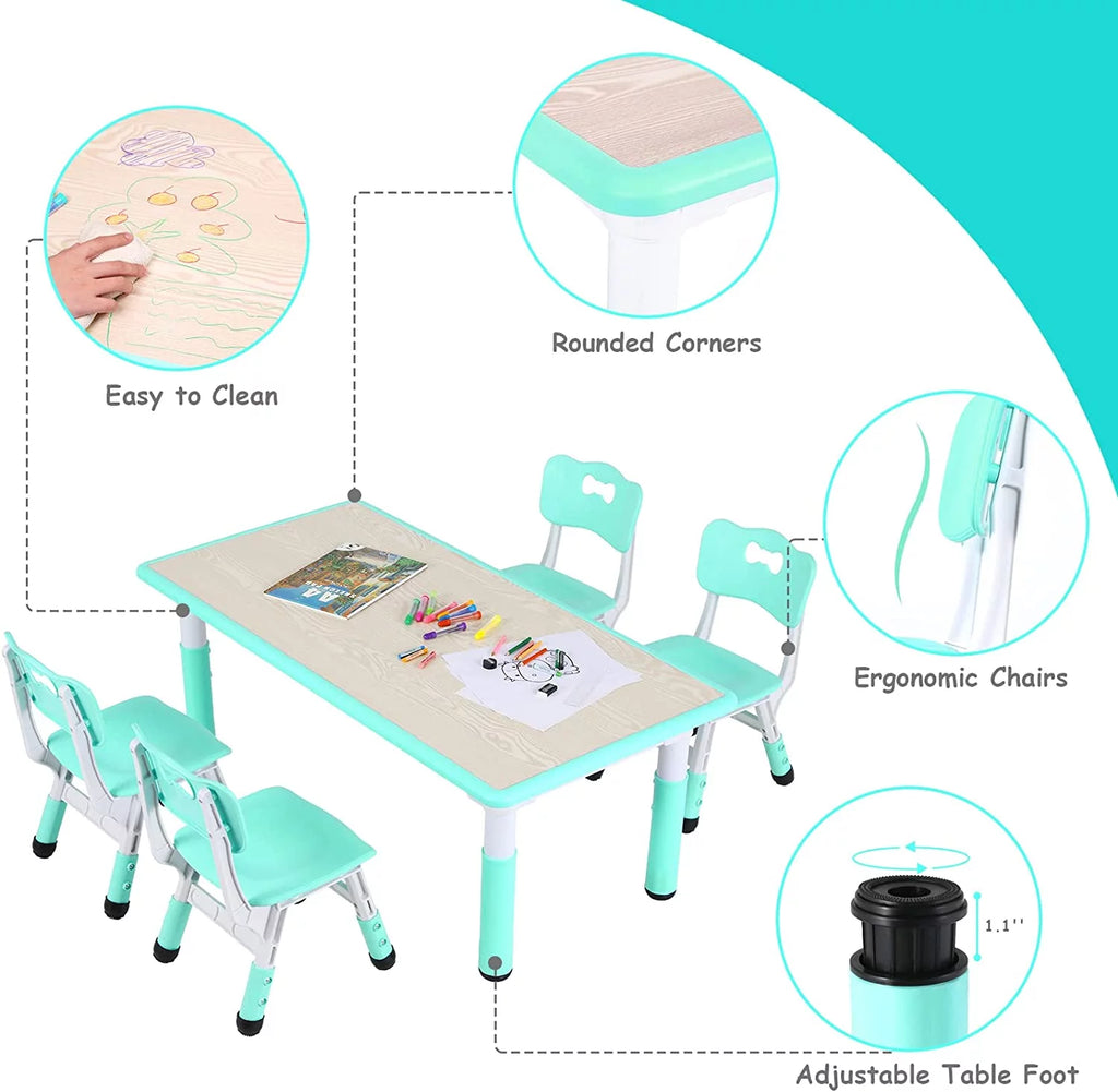 Adjustable Kids Table and Chairs Set, 5 Pieces V573594