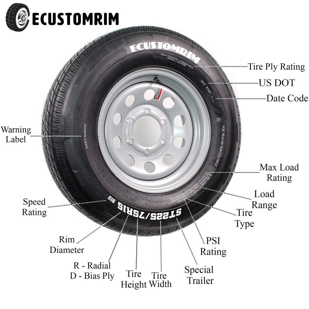 2-Pack Radial Trailer Tire On Rim ST205/75R14 LRD 14 5 Lug White O2146