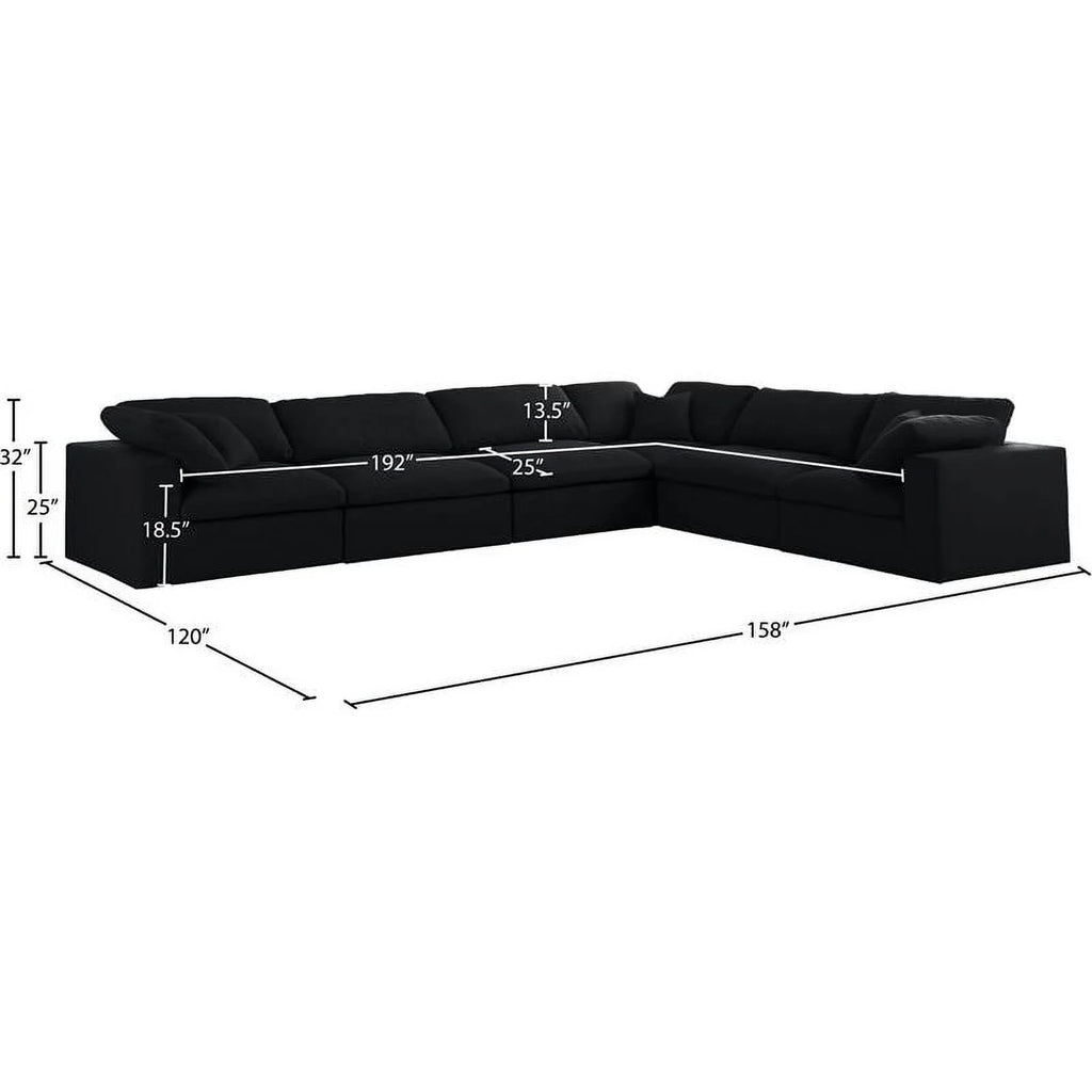 Black Linen Fabric Modular Sectional V706828
