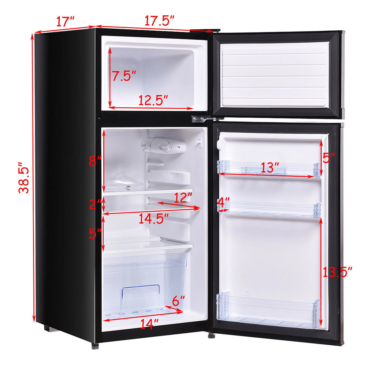 2 Doors 3.4 cu ft. Compact Mini Refrigerator Freezer A272612