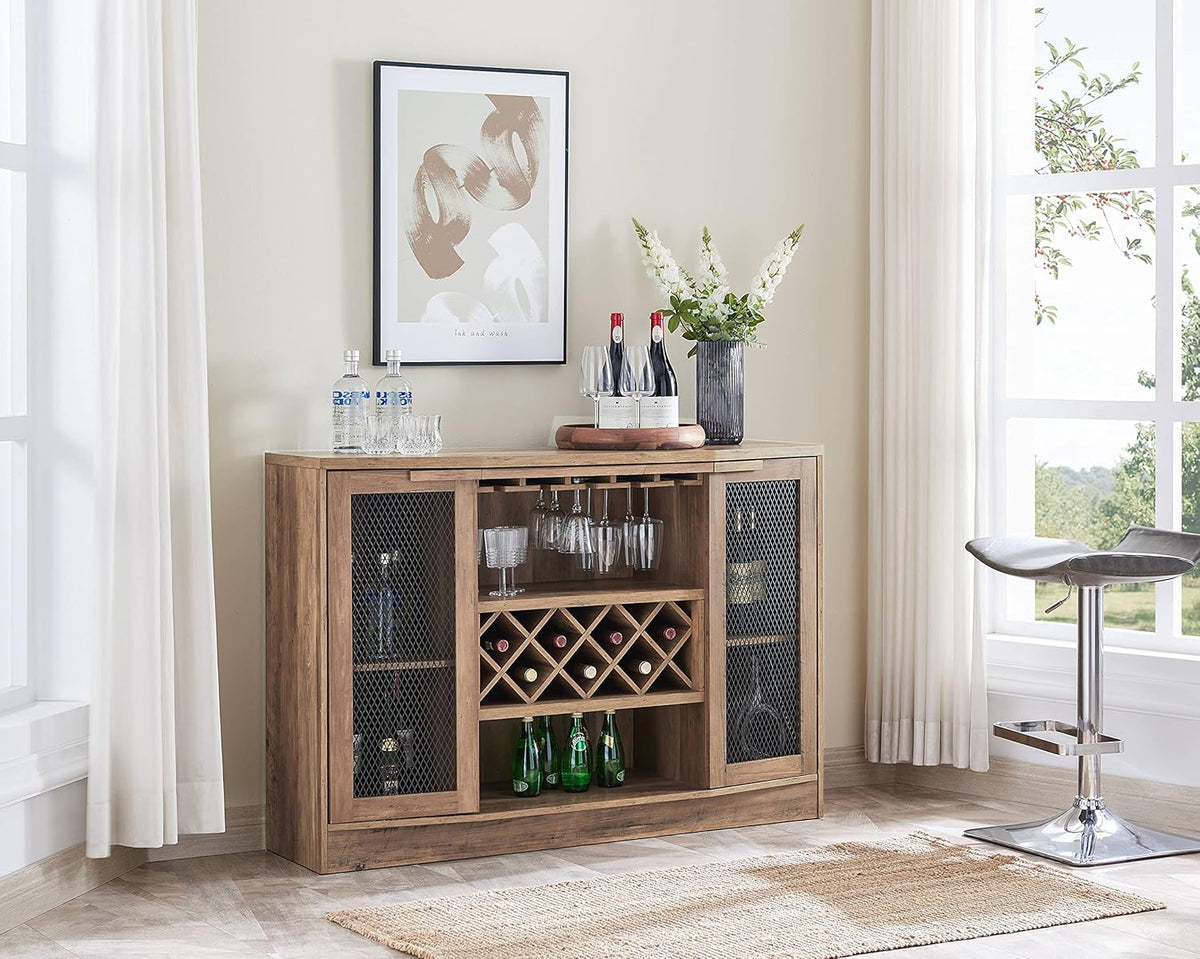 Charcoal Finish Bar Cabinet with Two Curved Glass Doors N34736