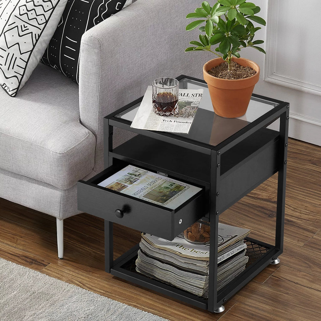 Black 3 Piece Coffee Table and End Table Set W654