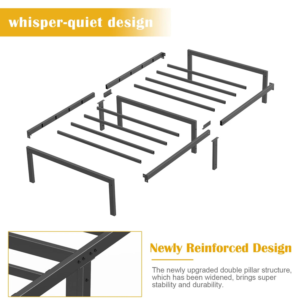 Queen Size Black Metal Platform Bed Frame N953