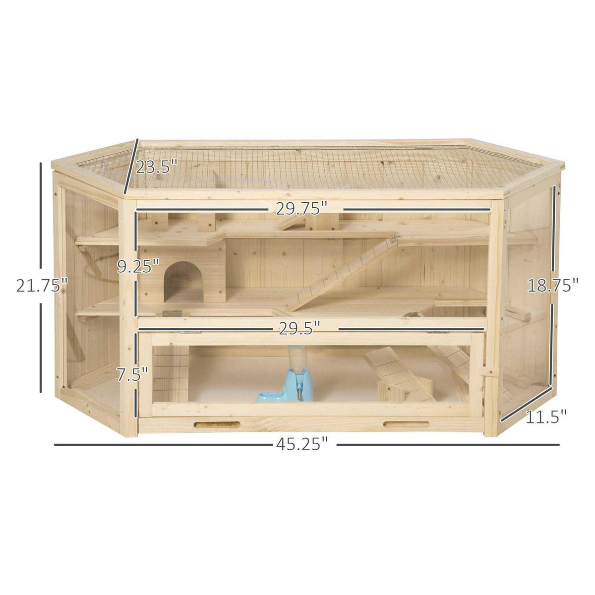 3 Tier Wooden Hamster Cage Small Animal House with Slide F335