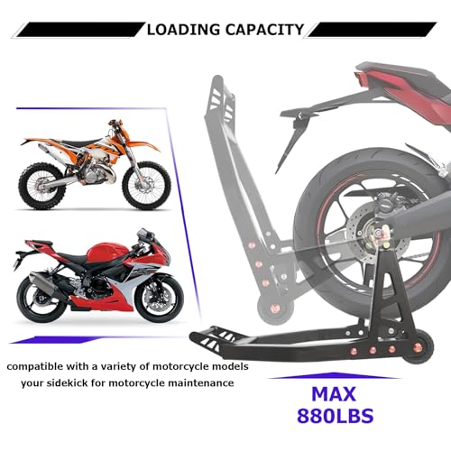 Aluminum Motorcycle Stand Front and Rear Combo Wheel Lift Stands, U+L Adjustable, Black B612