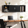 Black Floating TV Stand Wall Mounted Media Console T5686