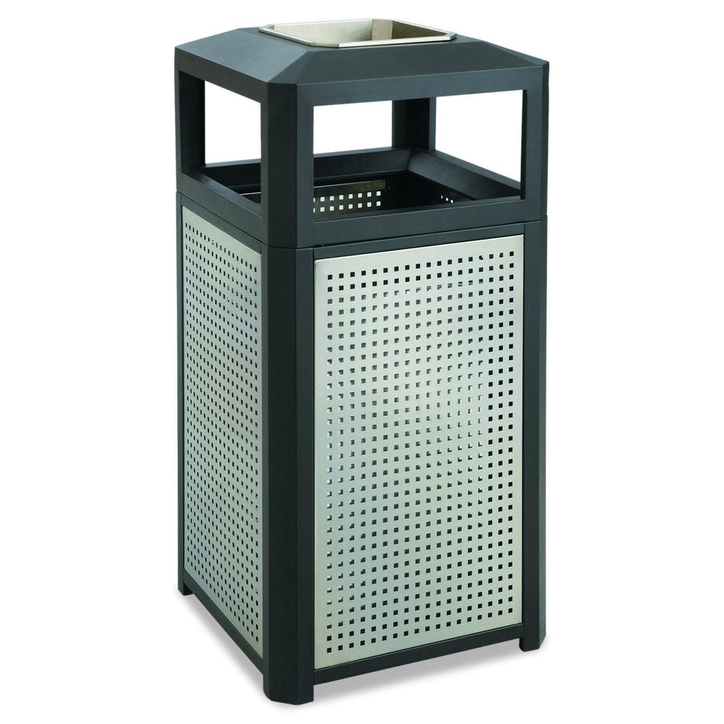 15-Gallon Black Steel Waste Receptacle S851