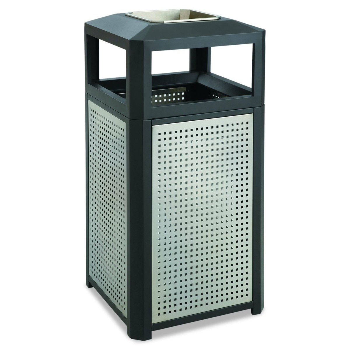 15-Gallon Black Steel Waste Receptacle S851