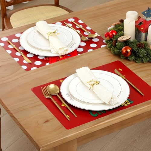 Pink Plastic Christmas Placemats Set of 6 U3171