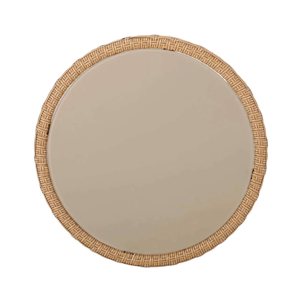 Light Brown Wicker Side Table with Tempered Glass Top F761729