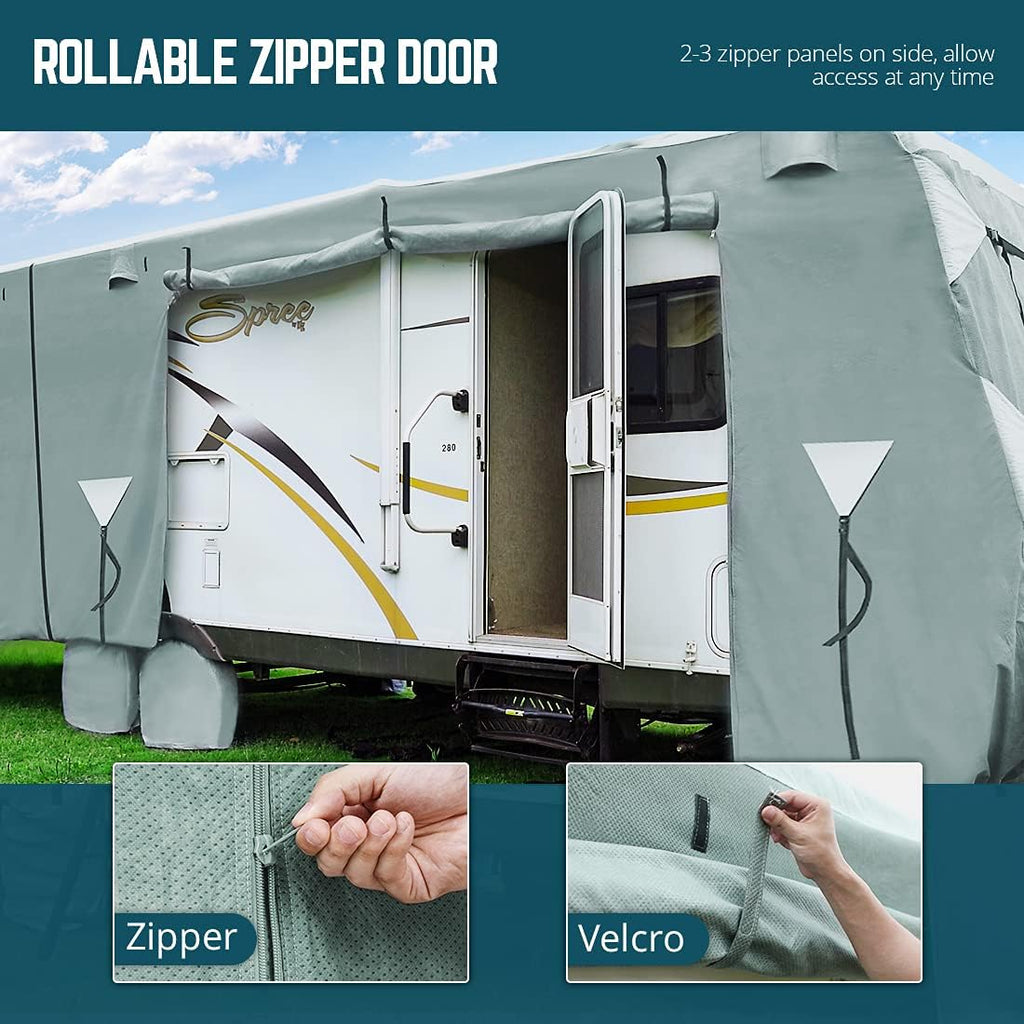 5 Layers Waterproof RV Cover with Straps & Tire Covers J37189