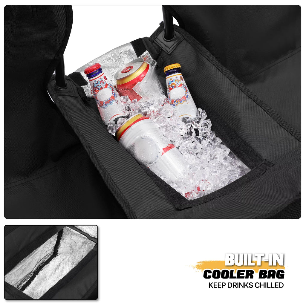 Portable Double Folding Chair with Umbrella, Cooler Bag & Carry Bag, Black U41198