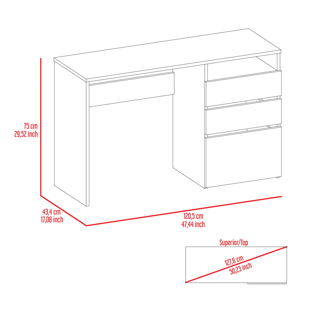 Black Three Drawer Computer Desk Z351