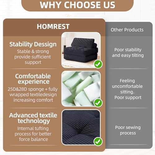 Folding Sofa Bed Convertible Sleeping Chair with Pillow Black G295129