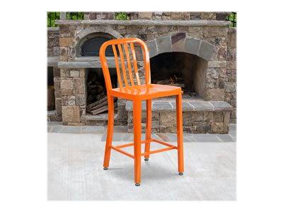 2 Pack 24x22 Orange Metal Counter Height Stool F599754