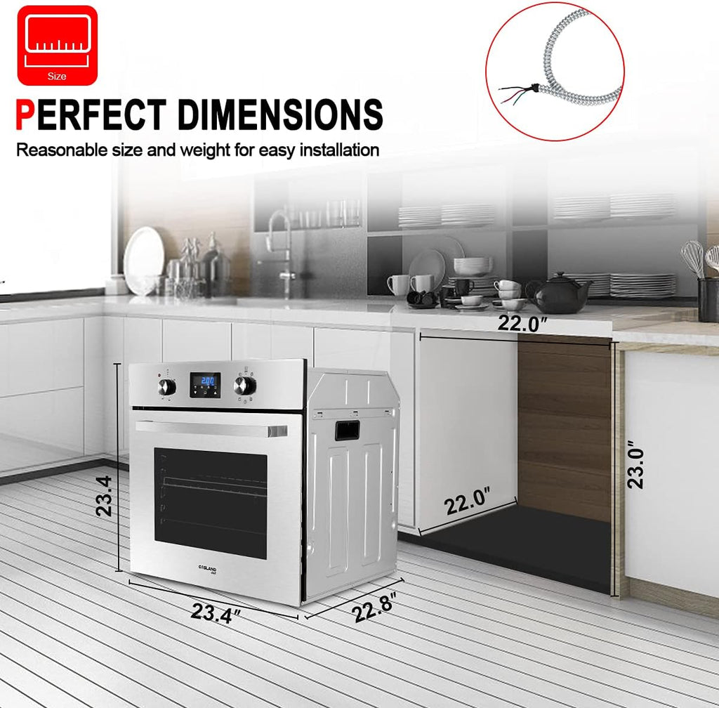 24 Inch 240V 2800W 2.3 Cu.ft 9 Cooking Functions Convection Single Wall Oven W240