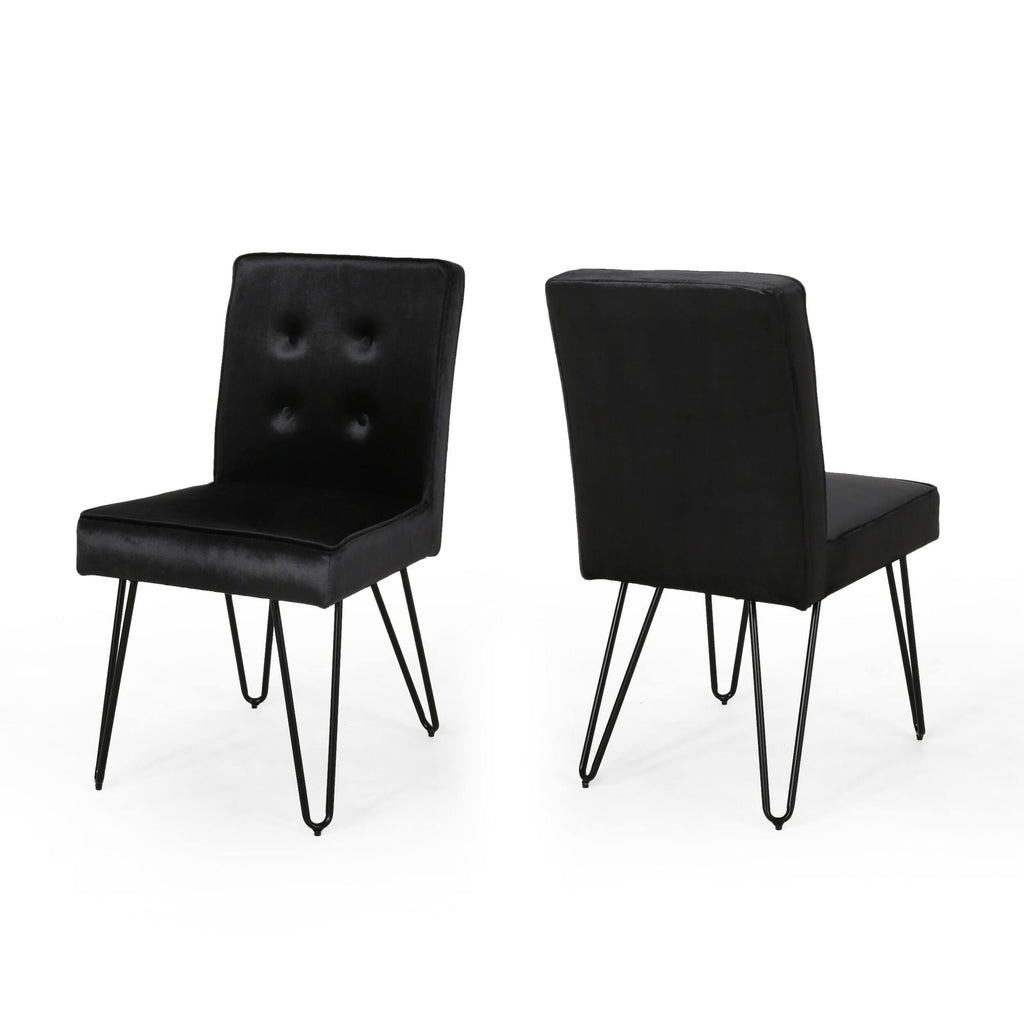 Set of 2 Tufted Velvet Dining Chairs Black K690035
