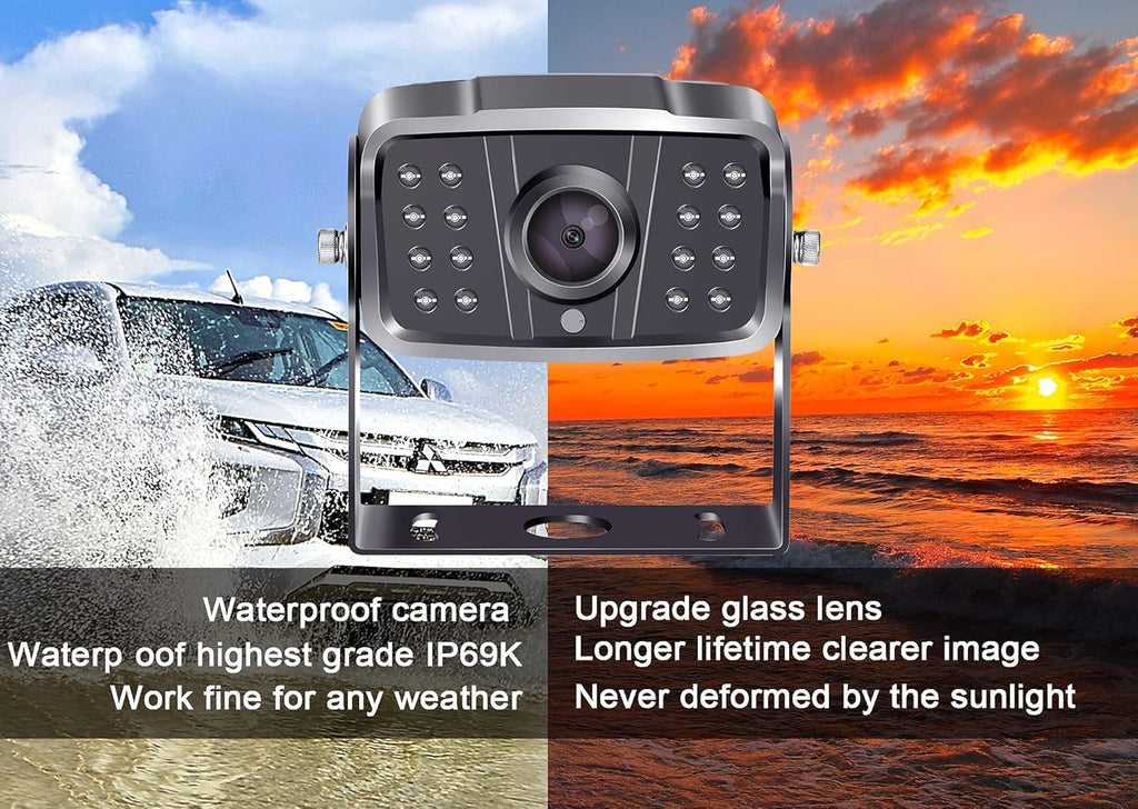 Wireless Backup Camera HD 1080P Dual Rear View Cameras System with 7 Inch DVR Monitor D8395