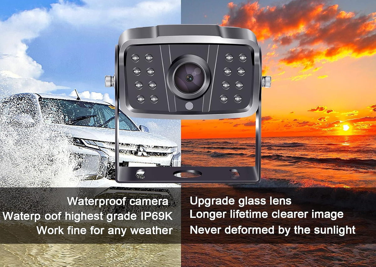 Wireless Backup Camera HD 1080P Dual Rear View Cameras System with 7 Inch DVR Monitor D8395