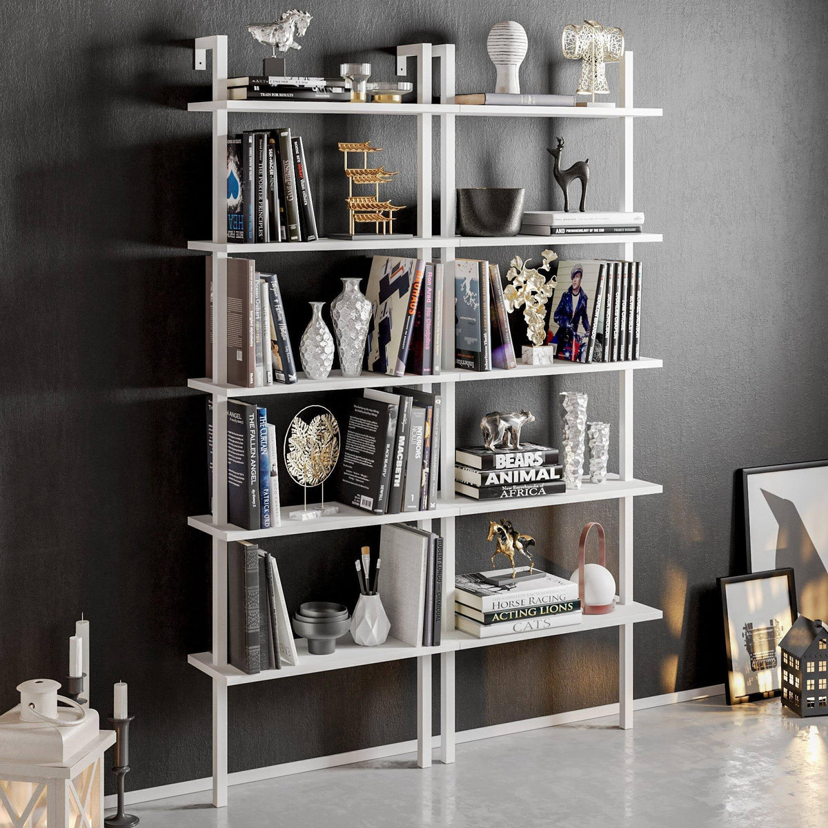 Tall Metal Wood Bookcase E536184