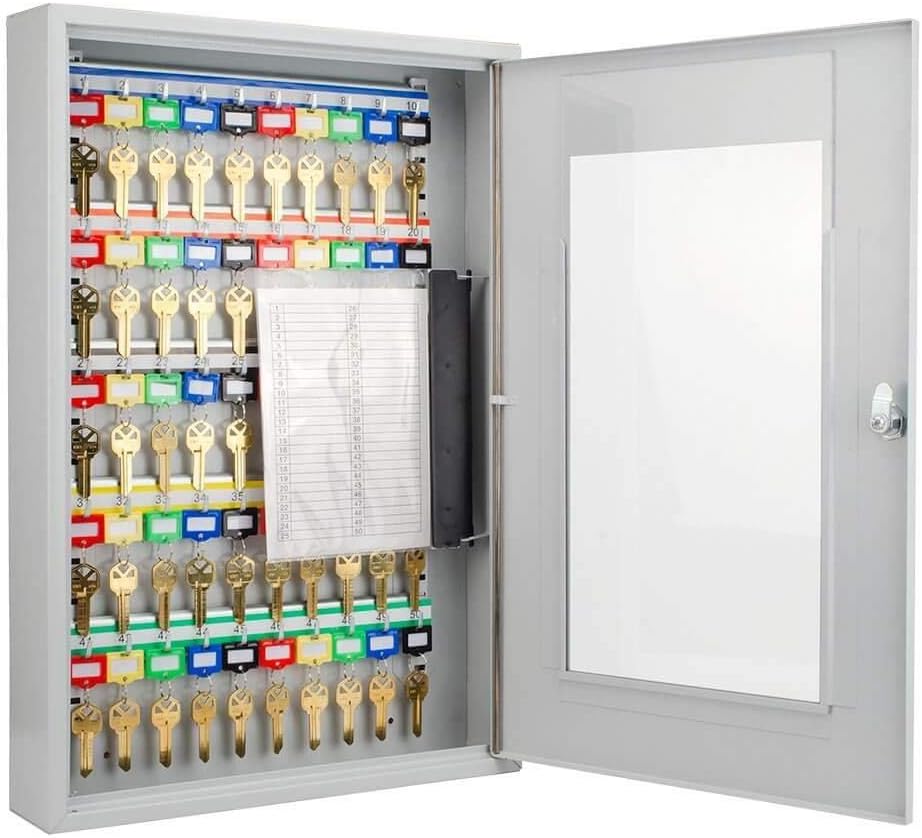 Key Lock 50 Position Key Cabinet with Glass Door Grey E54703