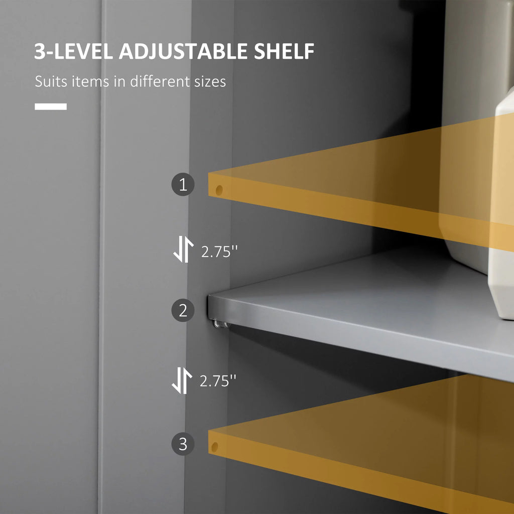 Grey Freestanding Bathroom Storage Cabinet with Drawer and Adjustable Shelf K70029