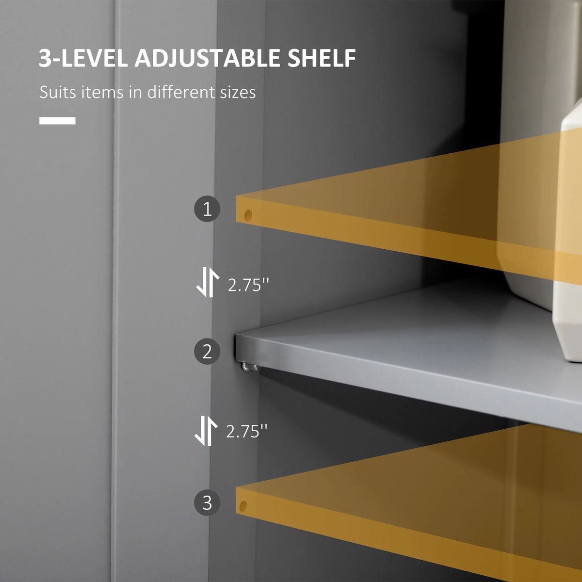 Grey Freestanding Bathroom Storage Cabinet with Drawer and Adjustable Shelf K70029