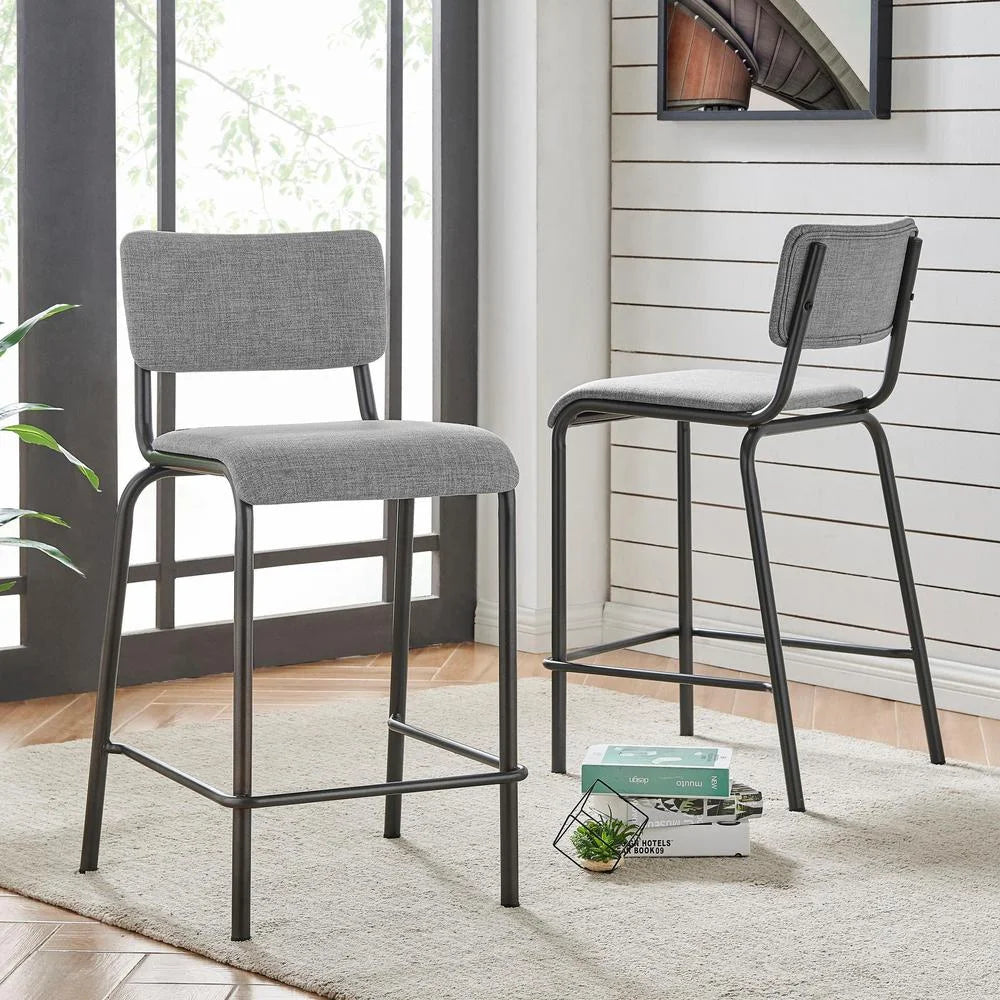 26" Gray Fabric Counter Stool Set of 4 M60158
