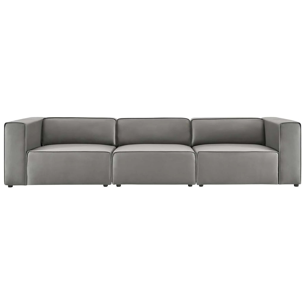 Gray Vegan Leather 3-Piece Sectional Sofa O194201