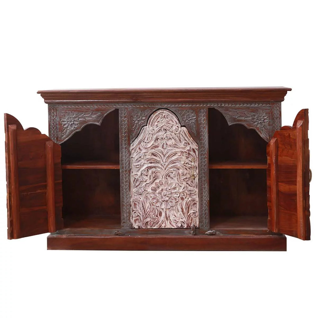 Handcrafted 2-Tone Mango Wood 3-door Sideboard Cabinet U7631