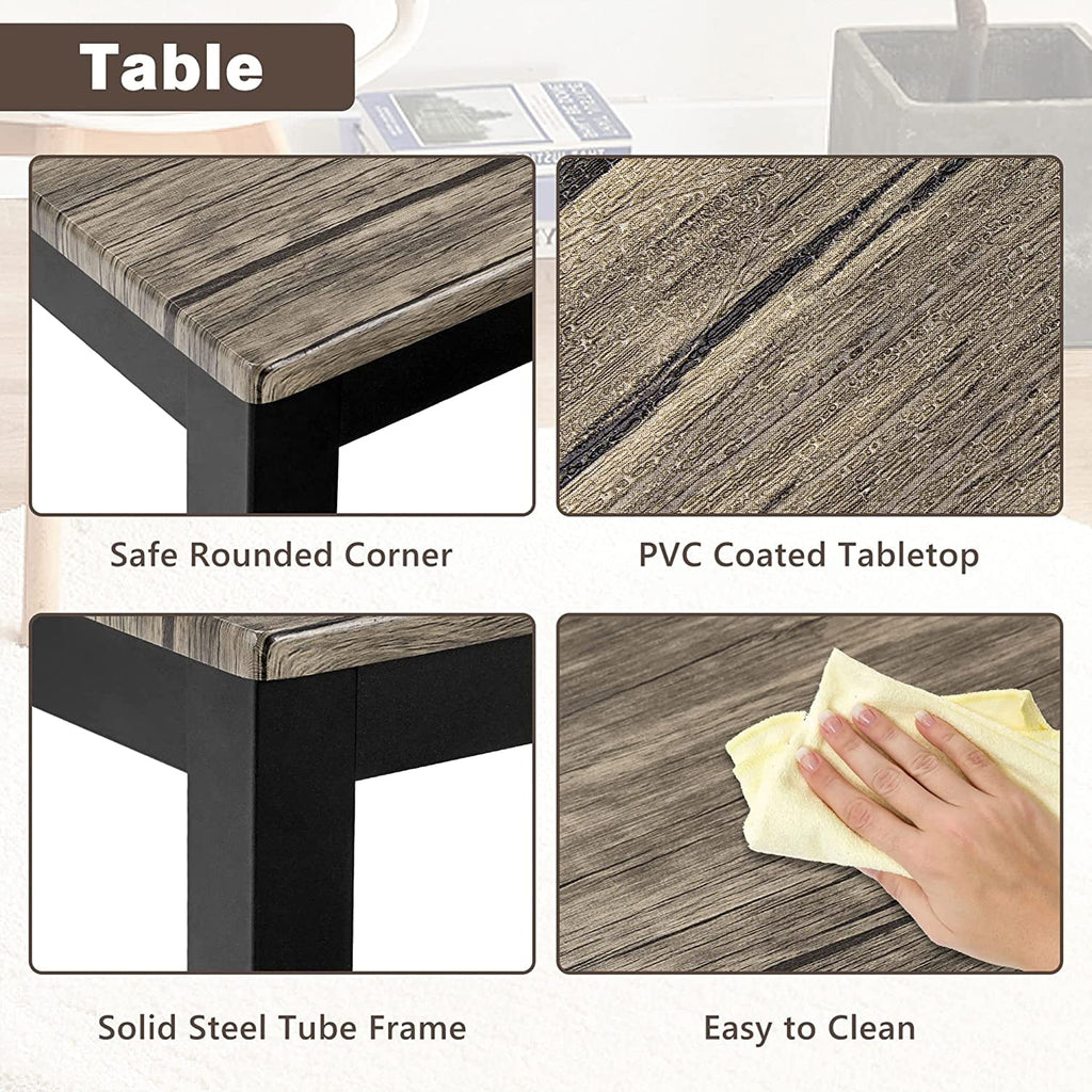 5 Piece Industrial Style Metal Frame Dining Table and Chairs Set P994401