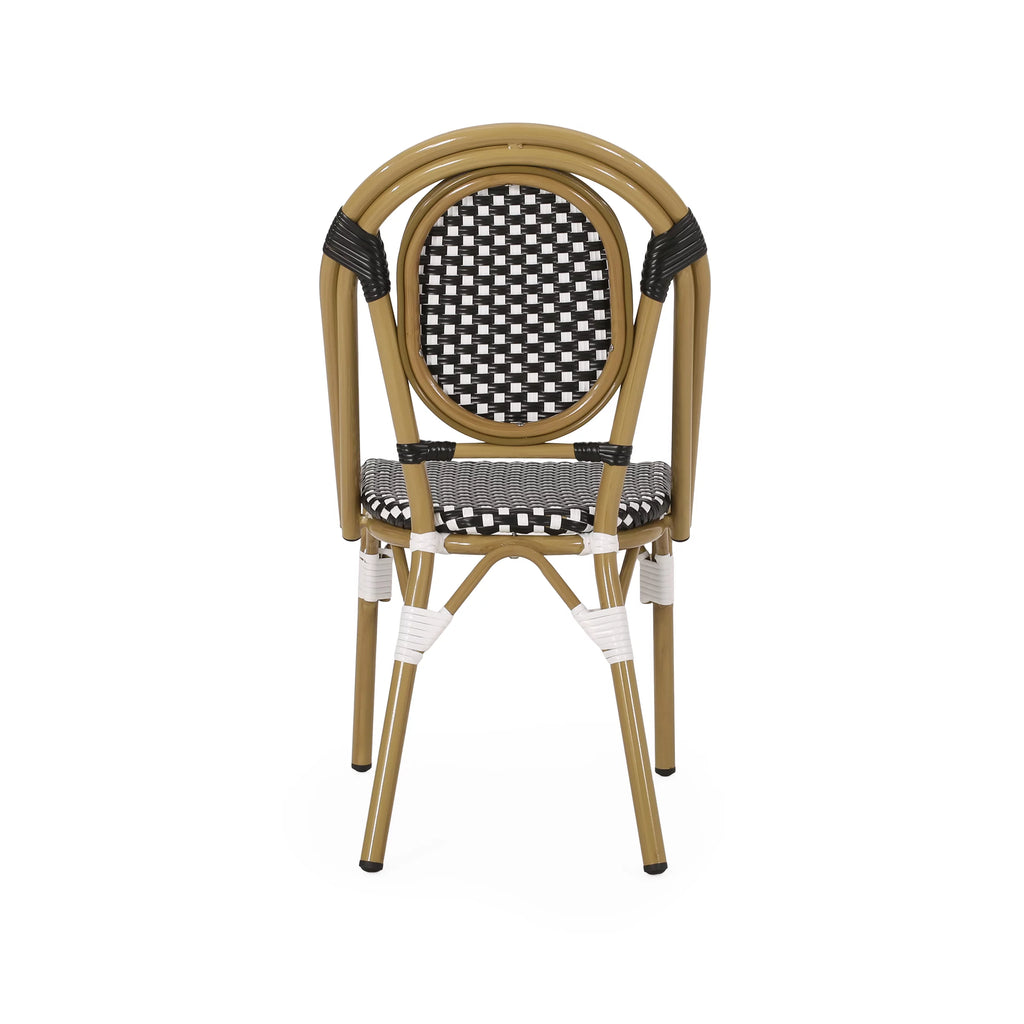 Set of 4 Black White Bamboo Finish Outdoor Chairs L555580