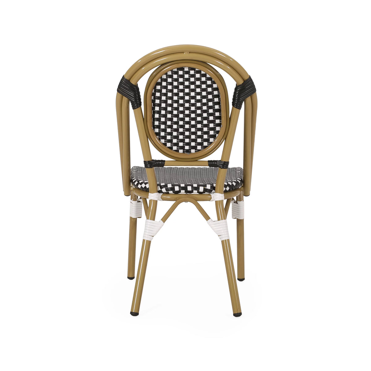 Set of 4 Black White Bamboo Finish Outdoor Chairs L555580