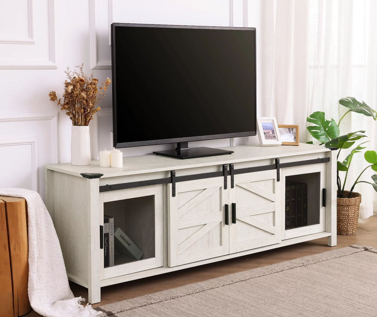 Blue Farmhouse TV Stand for 75 inch TV I53921
