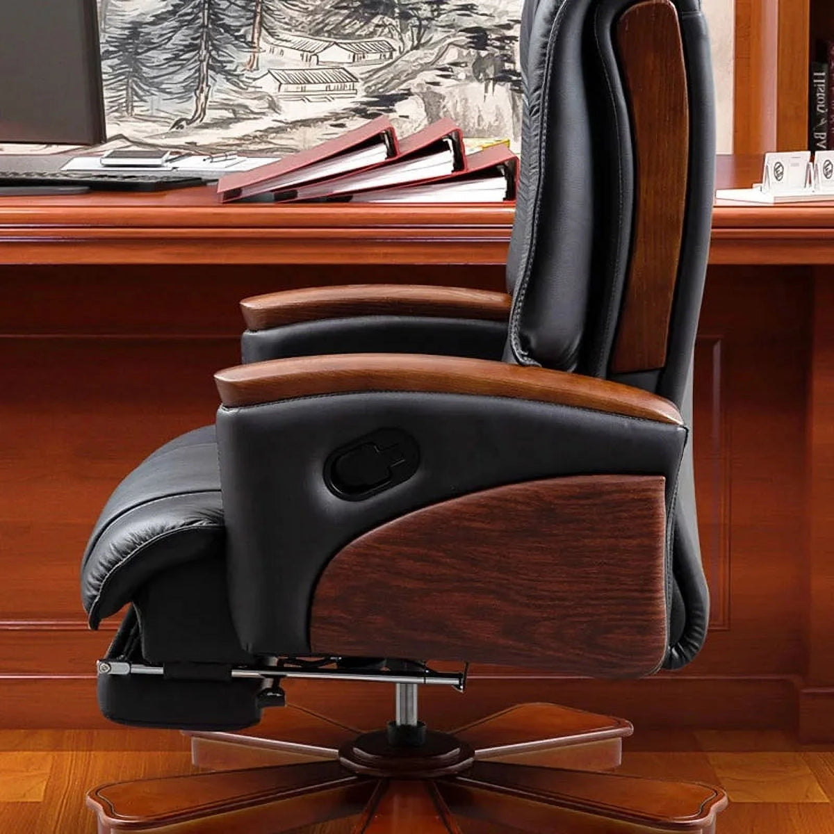 Swivel Ergonomic Leather Office Chair V9369
