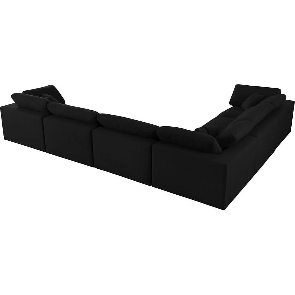 Black Linen Fabric Modular Sectional V706828