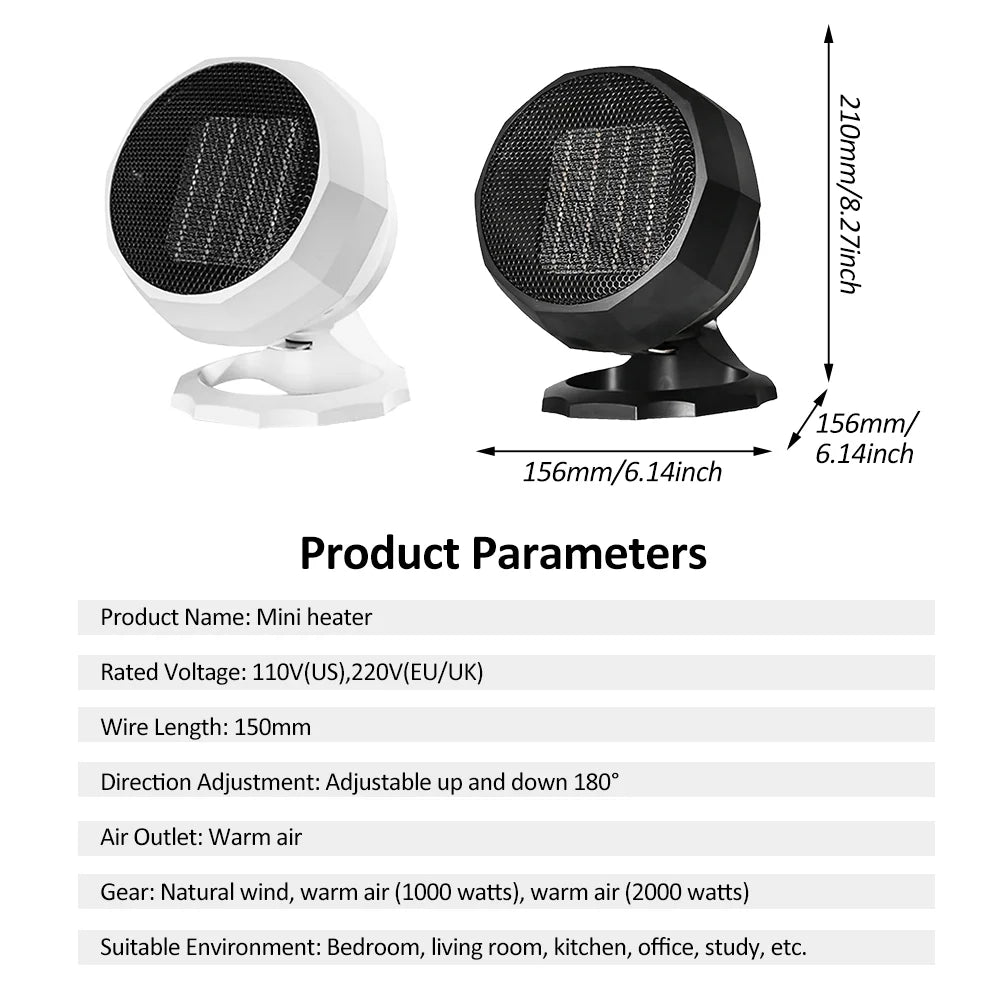 2000W Small Desktop Ceramic Heating Heater O795708