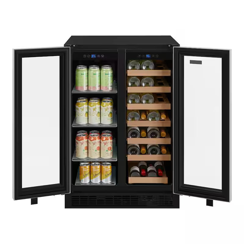 24 in. Built-in 27-Bottle Wine and 60-Can Beverage Cooler in Stainless Steel R875713