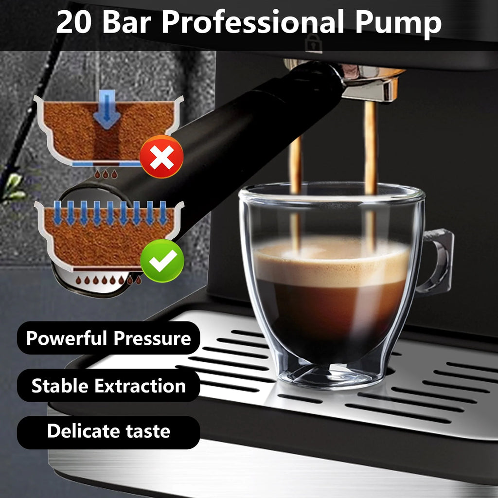 20 Bar Stainless Steel Espresso Machine with Milk Frother I8735