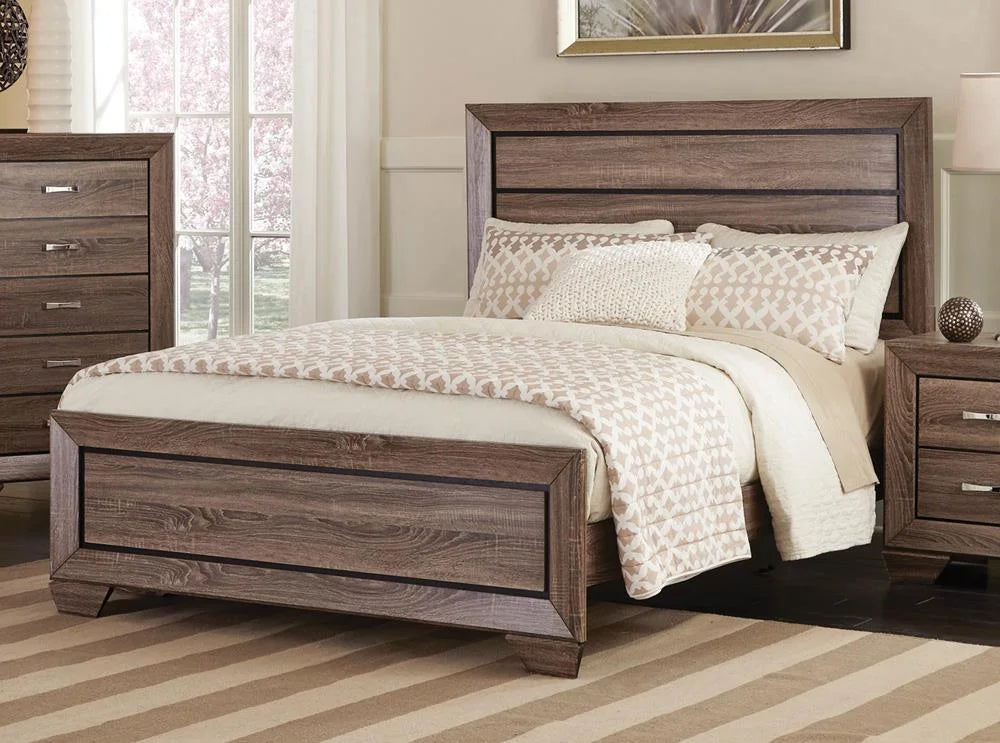 Queen Panel Bed Washed Taupe I704