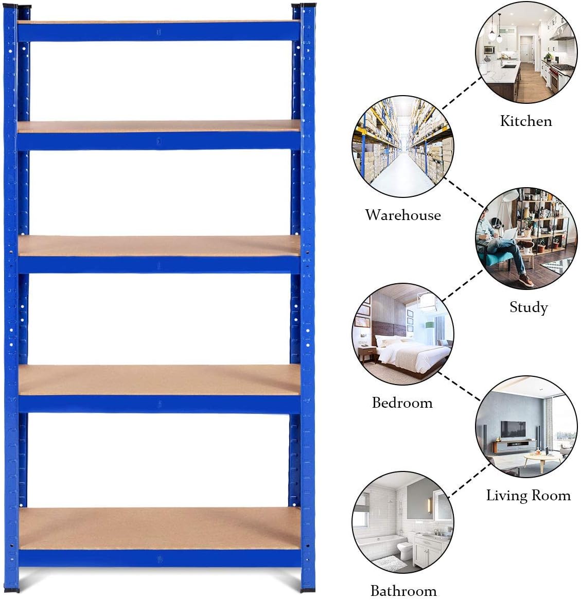5-Tier Heavy Duty Steel Storage Shelves with Adjustable Shelves T6241
