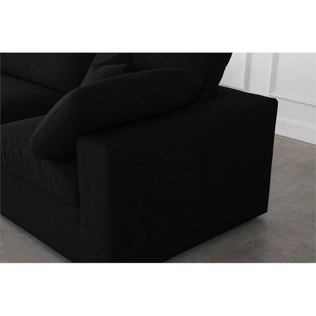 Black Linen Fabric Modular Sectional V706828